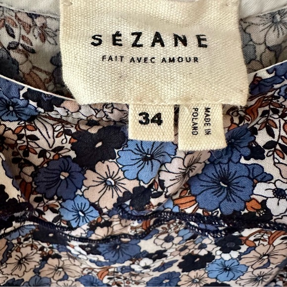 Sézane Donia Top - Blue Miniature Flowers (EUC, FR 34 / US 2) - Picture 4 of 10